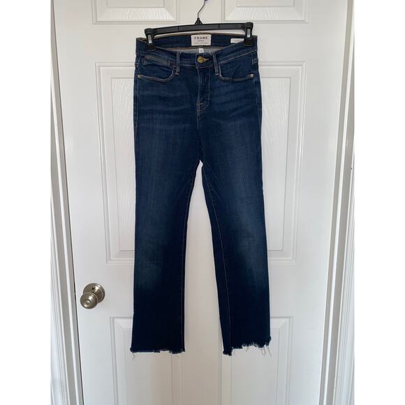 FRAME Le High Flare  High-Rise Flared Jeans In Wythe Raw Hem size 26 - Picture 1 of 5